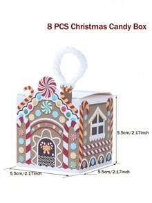 8pcs Christmas Happy Paper Gift Boxes, Gingerbread House & Christmas Reindeer Pattern Mini Gift Boxes, Christmas Candy Boxes, Christmas Party Table Decor, Cookie & Candy Boxes, Christmas Candy Gift Packaging Boxes, Christmas Eve Party Gift Packaging Supplies, Christmas Home Decor, Room Decor, Small Candy Boxes, Christmas Gifts, 2026 New Year Decor, Christmas Decor - Christmas Gingerbread Man - View 6