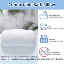 Bath Pillow Bathtub Pillow Bath Pillows For Tub Head And Neck Support Waterproof Bath Tub Pillows With Strong Non-Slip Suction Cups Relaxing Bath Accessories For Soaking Spa White - White - View 7