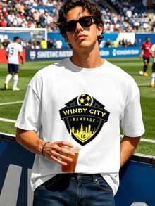 3er-Pack Fu?Ball-T-Shirts Für Herren Aus Premium-Baumwolle, Bequeme Passform, L?Ssig, Komfortabel, Auff?Lliger Aufdruck - 白色 - 查看 2