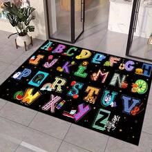 Children's Rug With Fun 3D Dinosaur And English Letter Pattern, Allows Kids To Learn Letters While Playing, Combines Early Education Function. Machine Washable, Easy Daily Maintenance. Soft And Durable Fabric, Suitable For Bedroom, Living Room, Hallway, Coffee Table Area, Porch And Other Indoor/Outdoor Scenarios - Multicolor - View 3