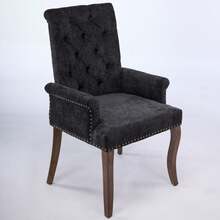 69 Cm Dining Chairs In Chenille For Kitchen And Dining Room - 深灰色 - 查看 4