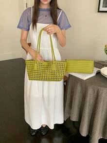2026 Summer New Hollow Out Basket Bag, Shoulder Underarm Bag, Fashion Commuter Tote Bag For Travel And Vacation - Multicolor - View 4