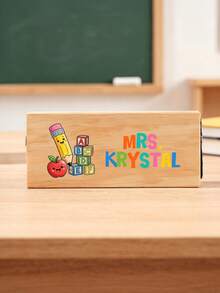 1pc Custom Teacher Name Chalkboard Eraser, Personalized Wooden Blackboard Cleaner, Back To School Teacher Appreciation Gift,Custom Name Blackboard Eraser For Classroom Decor Teacher Gift - Multicolor - View 11