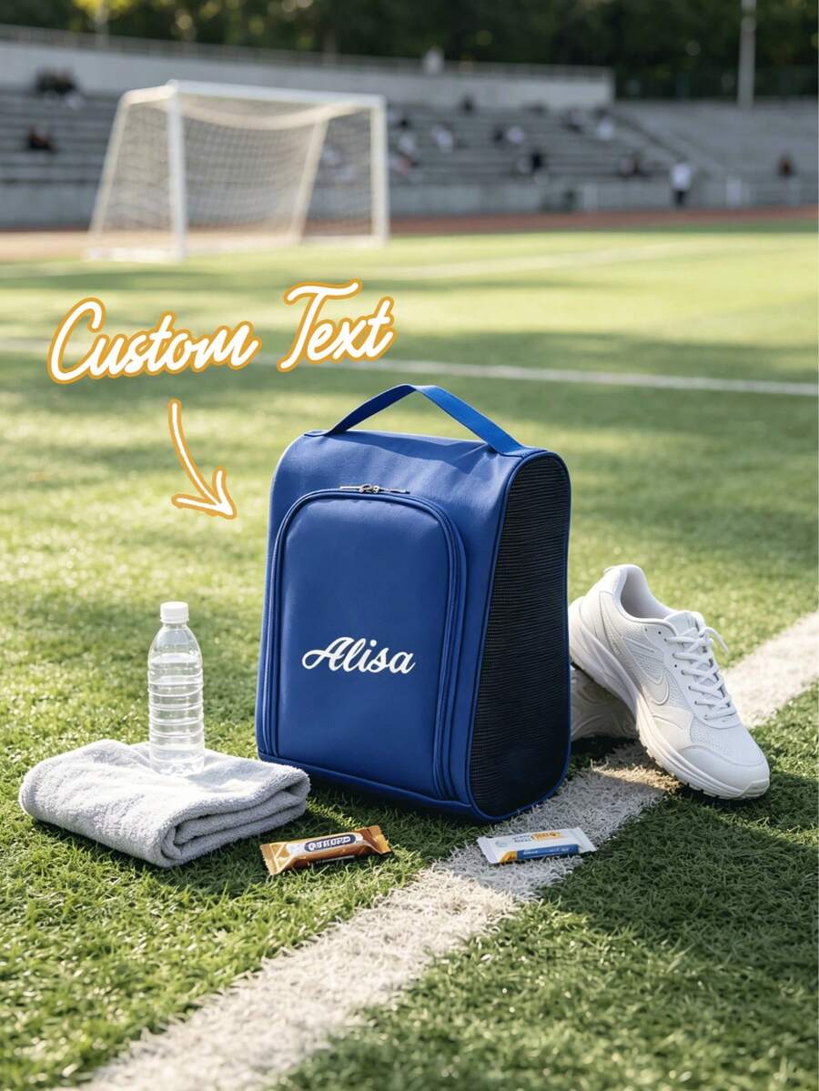 Customized Name Shoe Storage Bag, Portable Shoe Bag, Specialized Custom Bag For Sneakers And Flip-Flops, Personalized Shoe Bag, Football Shoe Bag, Large Capacity Portable Travel Shoe Bag, Handheld Shoe Box - Multicolor - View 1