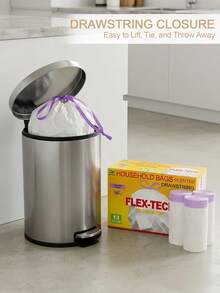 Lavender Scented Drawstring Trash Bag, Thick & Durable Disposable Garbage Bag, Tall Kitchen Garbage Bag (13 Gallon), Drawstring Closure, Can Liners, Clean Supply For Kitchen, Bathroom, Bedroom, Office, Hotel, Living Room, 55 / 110 / 165 Bag - Lavender Scent - View 3