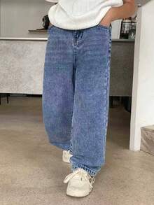 Young Boy Spring/Summer Fashion Straight Leg Denim Jeans - Blue - View 1