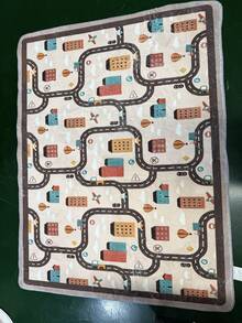 1pc, Cartoon City Road Map Print Faux Cashmere Carpet, Soft Non-Slip Children's Play Mat, Washable Educational Carpet, Suitable For Children's Room, Living Room, Bedroom Decor, Daily All-Season Style, Carpet, Rug, Carpet Living Room, Kitchen Mat, Carpet For Bedroom, Bathroom Mat, Rug Bedroom, Room Decor, Rugs For Living Room, Kitchen Rug, Hallway Runner, Washable Rug, Boho Rug - Multicolor - View 12