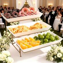 3-Tier Gold Fruit & Dessert Display Stand, Pastry Rack, Buffet Display Rack, Wedding & Birthday Party Dessert Display Stand - Multicolor - View 2