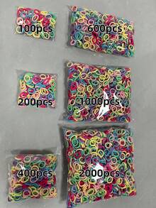 可愛卡通彈性髮圈套組，混色多入裝（10-2000入/袋），OPP袋包裝，女用髮飾 - A - 查看 6