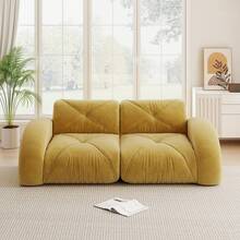 Sofa 204 cm aus Chenille fuer Zuhause - Gelb - Übersicht 3