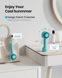 Gaiatop - Miniventilador portátil potente de mano, de doble motor, 3 velocidades, ventilador pequeño de escritorio con base, ventilador ligero recargable por USB, unisex, para interiores y exteriores - Verde - Ver 2