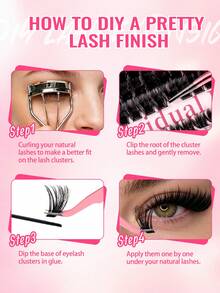 MEM 720 Pcs Fluffy Cluster Lash Book, Mixed Length & Sparse Density, Thin Stem Reusable Soft Lashes For Beginners, Create Cat Eye & Round Eye Makeup, Ideal For Daily, Wedding, Date, Party, Travel & Mother's Day - D - View 5