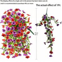 4 Stücke künstliche hängende Blumen für den Außenbereich, UV-beständige künstliche Pflanzen für Frühling und Sommer Dekoration, sehen echt aus, künstliche lila und rote Blumen für Außenpflanzgefäße, Veranda, Terrasse Dekoration, ideal für Raumdekoration, Hochzeitszubehör, Feiertagsparty, Garten, Heimdekoration - Verschiedenfarbig - Übersicht 7