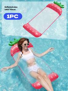 Fruit Design Inflatable Mesh Pool Floating Hammock, Watermelon Pineapple Lime Strawberry Orange Theme Water Lounge Chair, Durable PVC Float, Suitable For Beach Pool Vacation - 彩色 - 查看 12