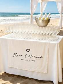 Customized Wedding Head Table Decor, Wedding Reception Tablecloth, Customized Wedding Tablecloth, Personalized Host And Guest Name Placards - Multicolor - View 7