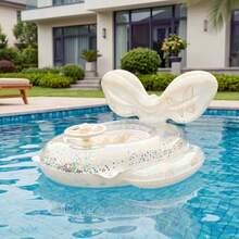 Baby Swimming Ring, Children's Swimming Ring White Butterfly Mermaid Style, Children's Swimming Ring With Seat And Steering Wheel, Children's Inflatable Swimming Ring, Suitable For Children Beach Toys For Summer Use - White - View 1