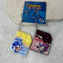 Sonic سلسلة مفاتيح أكريليك على شكل لوح شوكولاتة لطيف - إكسسوار كرتوني جذاب للحقيبة، مثالي للمعجبين والهدايا - متعدد الألوان - مشاهدة 8