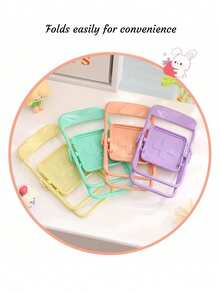 Customizable Ins Creative Mini Chair Phone Stand, Macaron Color Folding Slouchy Stool Desktop Holder, Printable Logo - Multicolor - View 4