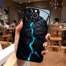 [24h Shipping From DE/FR/ES] [24-Hour Local Shipping] Blue Flash Marble Pattern Tempered Glass Phone Case, Matte Shockproof Protective Cover, Perfect Birthday/Christmas Gift For IPhone 17/16/15/14/13/12/11 Plus Pro Max/17Air/16e, Galaxy S21-S26 Ultra/Edge/Fe/Plus, Cell Phones, Scratch-Resistant Slim Black Case For Men & Women - 1 PCS - View 3