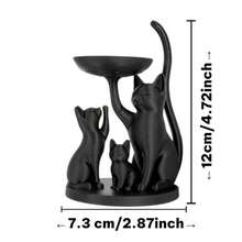 1PC 3D Printed Jewelry Tray With Three Cute Cats, Elegant Vivid Cat Design, Durable Plastic Storage Box For Rings Necklaces And Small Accessories - Multicolor - View 3