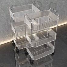 1pc Transparent Movable Cosmetic Storage Cart, Large Capacity Multi-Functional Bathroom Supplies Display Rack, Bathroom Accessories Outdoor Decor - Multicolor - View 8