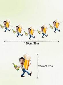 7/14/21pcs Custom Photo Beer Banner, Funny Personalized Face Pull Flag With Beer Glass & Bottle,Party Decoration For Boy's Birthday, Bachelor Party - Multicolor - View 6