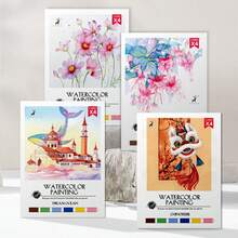 Watercolor Coloring Notepad With Drawing Paper, Kids' Self-Contained Paint Filling Watercolor Painting Book, DIY Stress Relief Picture Book Back To School - Multicolor - View 9