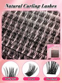 Rikuaild مجموعة رموش صناعية DIY مكونة من 144 قطعة، بتصميم D Curl منفوش، تشمل غراء الرموش ومثبت، مزيل، ملقط، رموش دراماتيكية للمكياج، عبوة سفر محمولة، مجموعة رموش بسعة كبيرة، مناسبة للمبتدئين - متعدد الألوان - مشاهدة 4