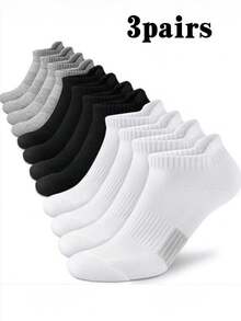 3/5/6/10 Pairs Of Men's Outdoor Sports Boat Socks For Spring And Summer, Thin, Comfortable And Versatile, Solid Color, Black, White And Gray Socks - Multicolor - View 9
