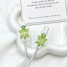 可愛卡通高品質海龜線材保護套，耐用耐磨，相容 Apple 充電器手柄，彩色設計，充電配件，可愛海龜裝飾，鮮豔保護殼，數位配件，趣味小工具，耐用材質，趣味數位保護套，數位愛好者必備 - 彩色 - 查看 5