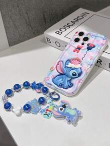 Disney Has Authorized, Phone Case - Chain Set, The Stitch Lilo & Stitch 3D Phone Case Plus A Silicone 3D Stitch Bracelet With Metallic Ring Removable Bracelet, Stitch And Angel Pattern, Compatible With Iphone17/16/15/14/13/12/26/XS/XR/X Plus Pro Max, A Stylish Cartoon Phone Case, The Perfect Gift Choice, Phone Protection, Durable Phone Cover, Great Gift For Friends And Family. - 白色 - 查看 7