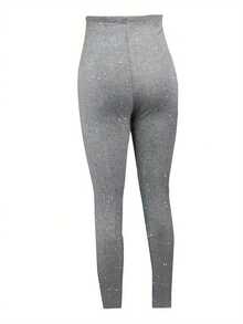 Pantalones elásticos elegantes y modernos con lentejuelas intrincadas para uso casual al aire libre - Negro - Ver 9