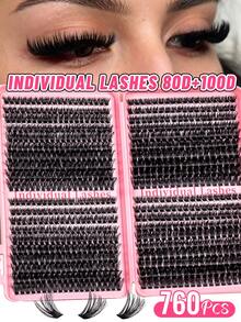 MEM 720 Pcs Fluffy Cluster Lash Book, Mixed Length & Sparse Density, Thin Stem Reusable Soft Lashes For Beginners, Create Cat Eye & Round Eye Makeup, Ideal For Daily, Wedding, Date, Party, Travel & Mother's Day - D - View 7