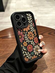 Fashion Floral Pattern Anti-Drop Phone Case Compatible With 11/12/13/14/15Pro Max - Negro - Ver 10