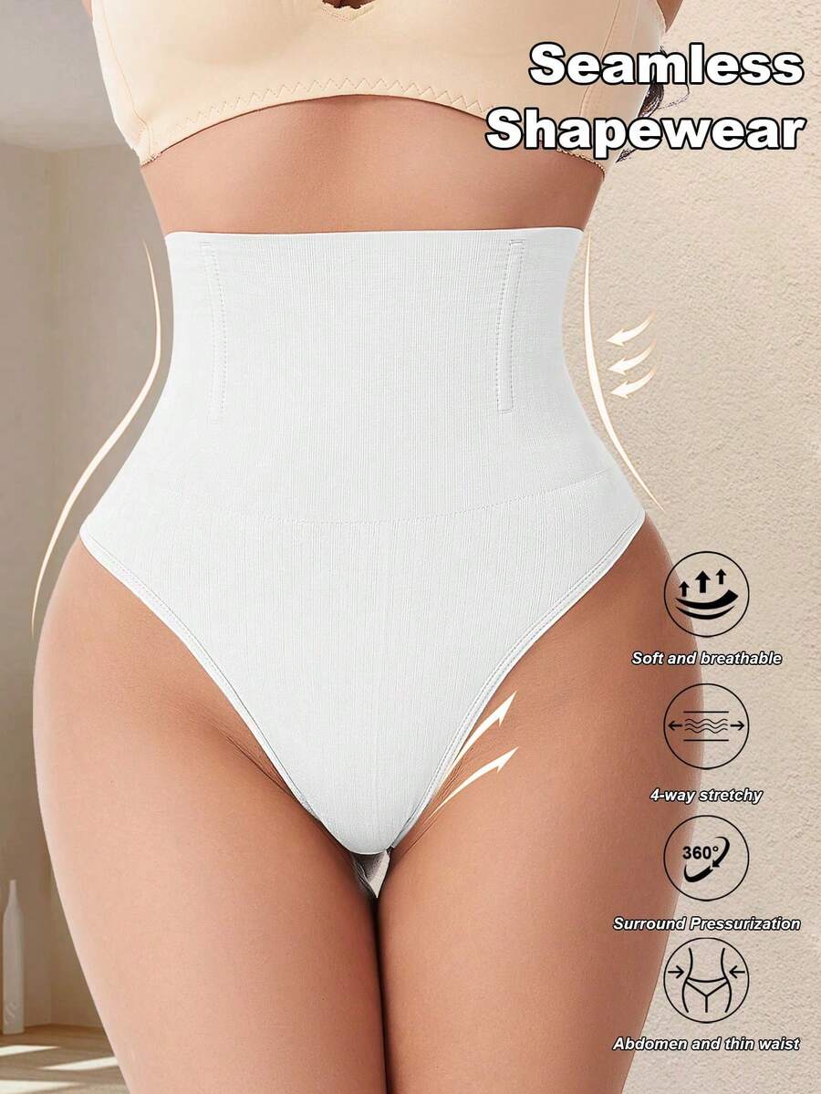 1pc Body Sin Costuras Tipo Tanga.Control Abdomen, Entrena Cintura, Reductor. - Blanco - Ver 1