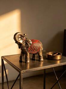 Vintage Gold Elephant Statue, Home Decor Ornament, Suitable For Living Room, Office, Bookshelf, Desktop, Feng Shui Decor, Bohemian Style Decoration, Luxury Interior Decor - A - View 3
