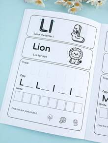 1 pieza Libro de práctica de alfabeto para niños, cuaderno de ejercicios de lectura y aprendizaje de patrones de palabras, regalo pequeño de aprendizaje para la temporada de regreso a la escuela y graduación de estudiantes, adecuado para la educación infantil temprana - Multicolor - Ver 7