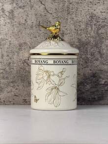 1 Set Luxury Enamel Storage Jars With Lids, Household & Office Tea/Coffee Canister, Ceramic Storage Jars, Gift For Elders And Relatives - Flowers and Birds - View 23