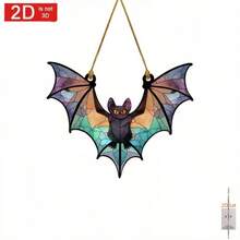 Bohemian Style Bat Window Decor - Colorful Glass Style Acrylic Dreamcatcher, Colorful Bats With Black Branches - Indoor/Outdoor Gothic Home Garden Decoration, Easy To Hang, Outdoor Decor, Halloween Decoration - J642 - View 12