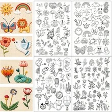 Water-Soluble Embroidery Pattern Stabilizer, Suitable For Handmade Sewing Enthusiasts, Floral Plant And Animal Pre-Printed Self-Adhesive Non-Woven Fabric Embroidery Pattern - A283 - View 18