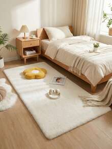 1 pieza Alfombra decorativa de piel de conejo sintética color crema blanco, tacto esponjoso y suave, adecuada para sala de estar, dormitorio, estudio, entrada, comedor, decoración de lavandería, material suave y amigable con la piel, hogar personalizado, hogar de moda, alfombra de dormitorio, alfombra de cocina, alfombra de estudio, alfombra de sala de estar, alfombra de baño, para todas las estaciones - Blanco Crema - Ver 1