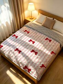 1 pieza Manta ultra suave y refrescante - Ropa de cama ligera para todas las estaciones, con patrón de lazo de moda, 100% poliéster, lavable a máquina, adecuada para cama individual/doble, hotel, camping y decoración del hogar, ropa de cama de lujo de grado hotelero | Diseño moderno cosido - Multicolor - Ver 15