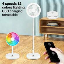 Este ventilador portátil retráctil y recargable por USB cuenta con una batería de 3600 mAh, control remoto y cuatro velocidades ajustables para satisfacer diversas necesidades. Su funcionamiento silencioso lo hace ideal para la oficina, exteriores, viajes, camping y dormitorios. Ligero y fácil de transportar, cuenta con un asa retráctil para guardarlo cómodamente. - Multicolor - Ver 13