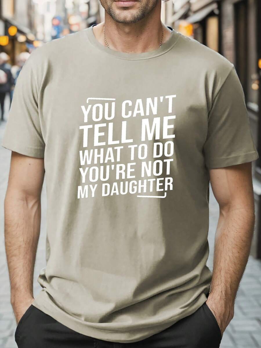 Camiseta casual de talla grande para hombre, camiseta deportiva de manga corta con estampado "NO ERES MI HIJA", ropa de verano. - Caqui - Estilo 2 - Ver 1