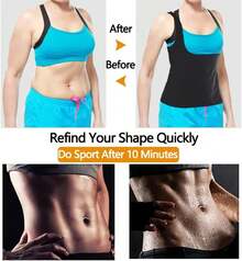 Sauna Sweat Vest For Women,Women Waist Trainer Top, Heat Trapping Workout Tank Top With Silver Inner Lining, Black Waist Trainer Sweat Shaper Vest, Comfortable Compression Fitness Top For Gym Training, Running, Cardio, Yoga - Black - View 3
