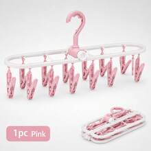 12-Clip Foldable Drying Rack, Travel Hanging Rack, Rotating Plastic Clip Rack, Windproof Multi-Clip, Underwear & Socks Drying Rack, Dorm/Balcony/Bathroom Use, Portable Space-Saving, Towel Rack, 360° Round Hook, Non-Slip, Wardrobe Storage, Camping/Hotel/Home Use, Socks Hanging Rack - Multicolor - View 10