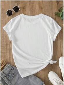 Camiseta casual de mujer con estampado de cactus - Blanco - Ver 2