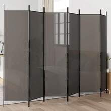 vidaXL Divisorio per ambienti a 6 pezzi, 300x200 cm, poliestere e ferro, antracite, schermo per la privacy pieghevole, divisorio mobile, camera da letto e ufficio, accessorio per la casa - grigio antracite - Visualizzare 1