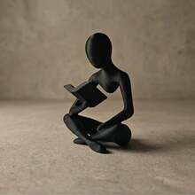 1pc 2026 New Hot-Selling 3D Printed Reading Quiet Chapter Creative Novelty Figurine Desktop Ornament, Minimalist Abstract Reader Statue Decor, Modern Artist Home Decor For Study, Living Room, Desktop, High-End Style - Multicolor - View 6
