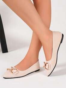 Runs Half Size Small, Women's Butterfly Rhinestone Pointed Toe White Flat Shoes, Lightweight And Comfortable, Suitable For All Seasons - Chantilly - View 7
